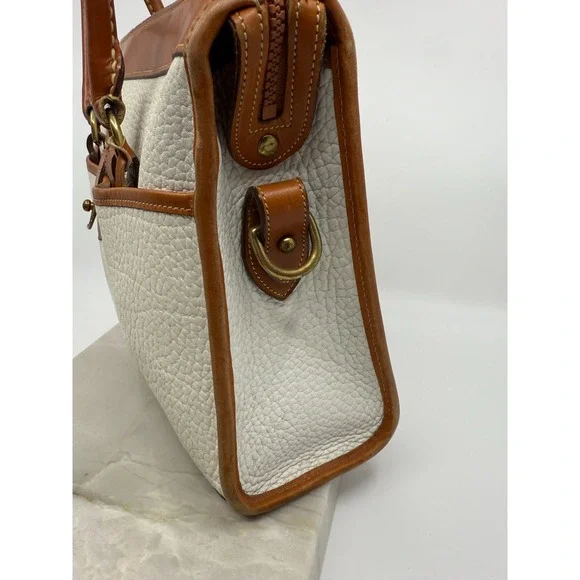 Vintage Dooney & Bourke White Brown Pebbled Satchel '80's '90s Classic USA